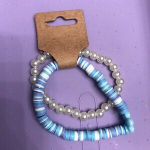 Pearl and Blue flower bracelet combo!